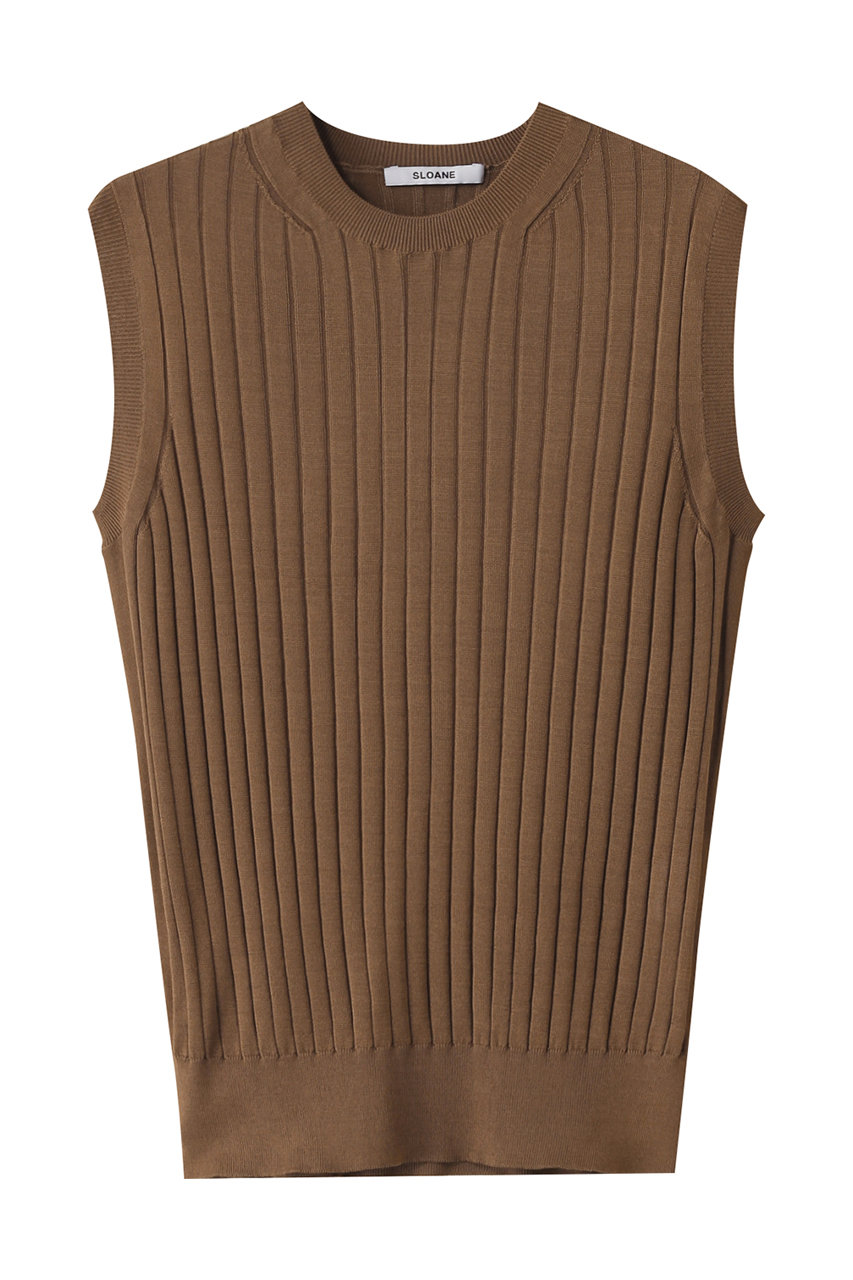 【SALE／10%OFF 楽天ポイント還元】SLOANE 18Gワイドリブ ノースリーブ シルク ニット/セーター