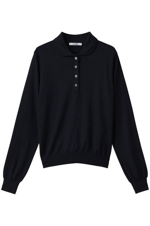 スローン/SLOANEの16G天竺 エクストラファインメリノウール 丸襟ポロ ニットトップス(110300/110301)