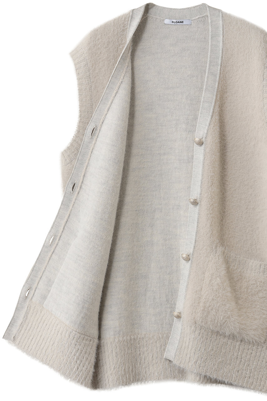 SLOANE(スローン)｜7Gシャギー ニット ジレ/アイボリー の通販