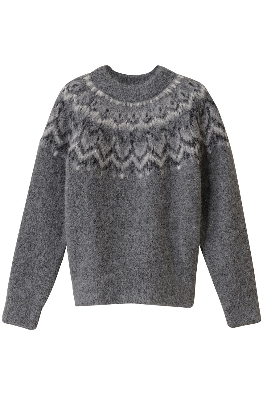 スローン/SLOANEの3Gヨーク編み アルパカ×ウール ノルディッククルーネック　ニットトップス(グレー/SL10W-981)