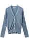 18Gワイドリブ シルク Vネックカーディガン スローン/SLOANE ライトブルー