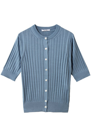 スローン/SLOANEの18Gワイドリブ シルク 5分袖クルーネックカーディガン(110300/110303)