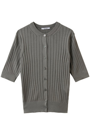 スローン/SLOANEの18Gワイドリブ シルク 5分袖クルーネックカーディガン(110300/110303)