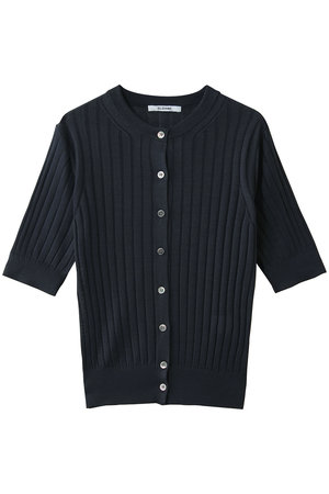 スローン/SLOANEの18Gワイドリブ シルク 5分袖クルーネックカーディガン(110300/110303)