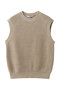 7G変形片畦編み コットン クルーネックベスト スローン/SLOANE ベージュ