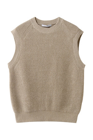 スローン/SLOANEの7G変形片畦編み コットン クルーネックベスト(110300/110301)