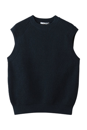 スローン/SLOANEの7G変形片畦編み コットン クルーネックベスト(110300/110301)