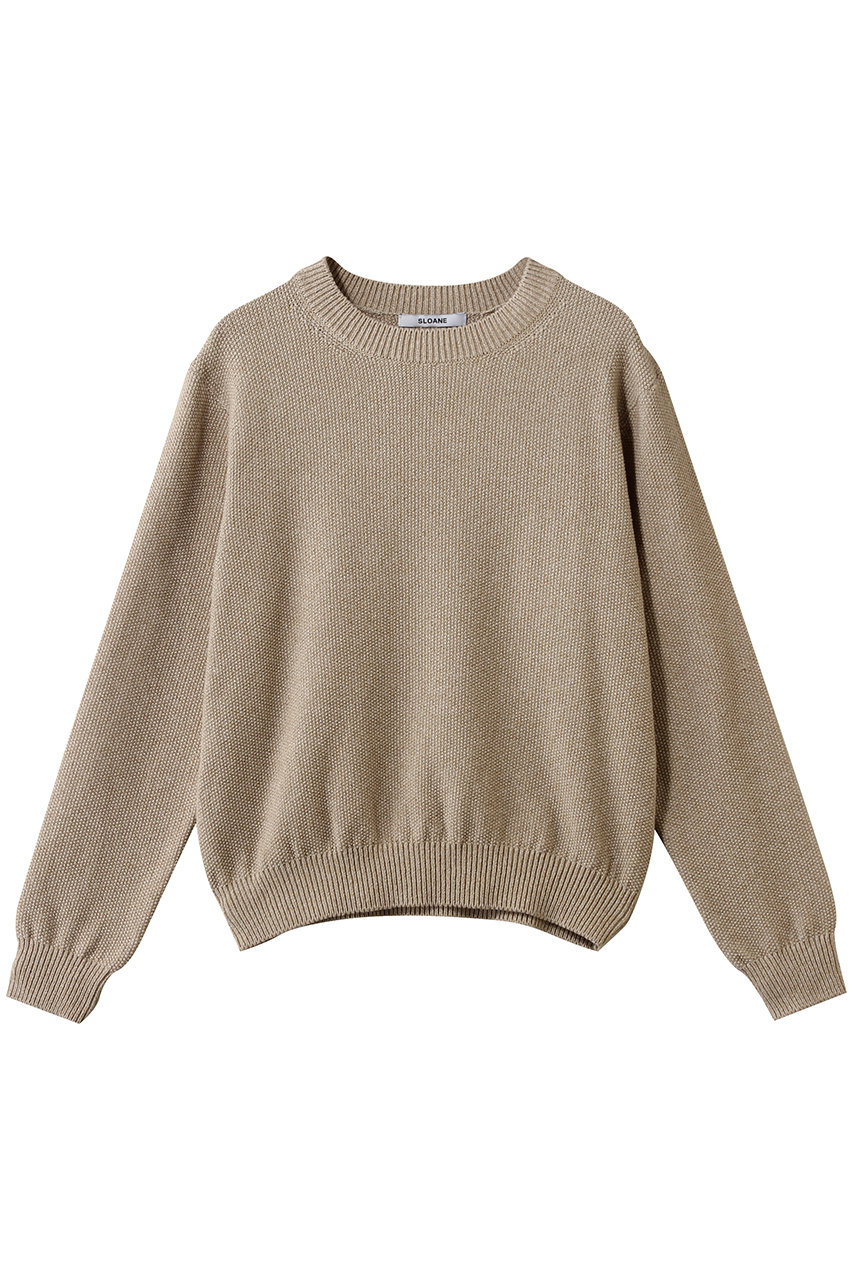 スローン/SLOANEの7Gリンクス鹿の子編み コットン クルーネック(ベージュ/SL10S-1173)