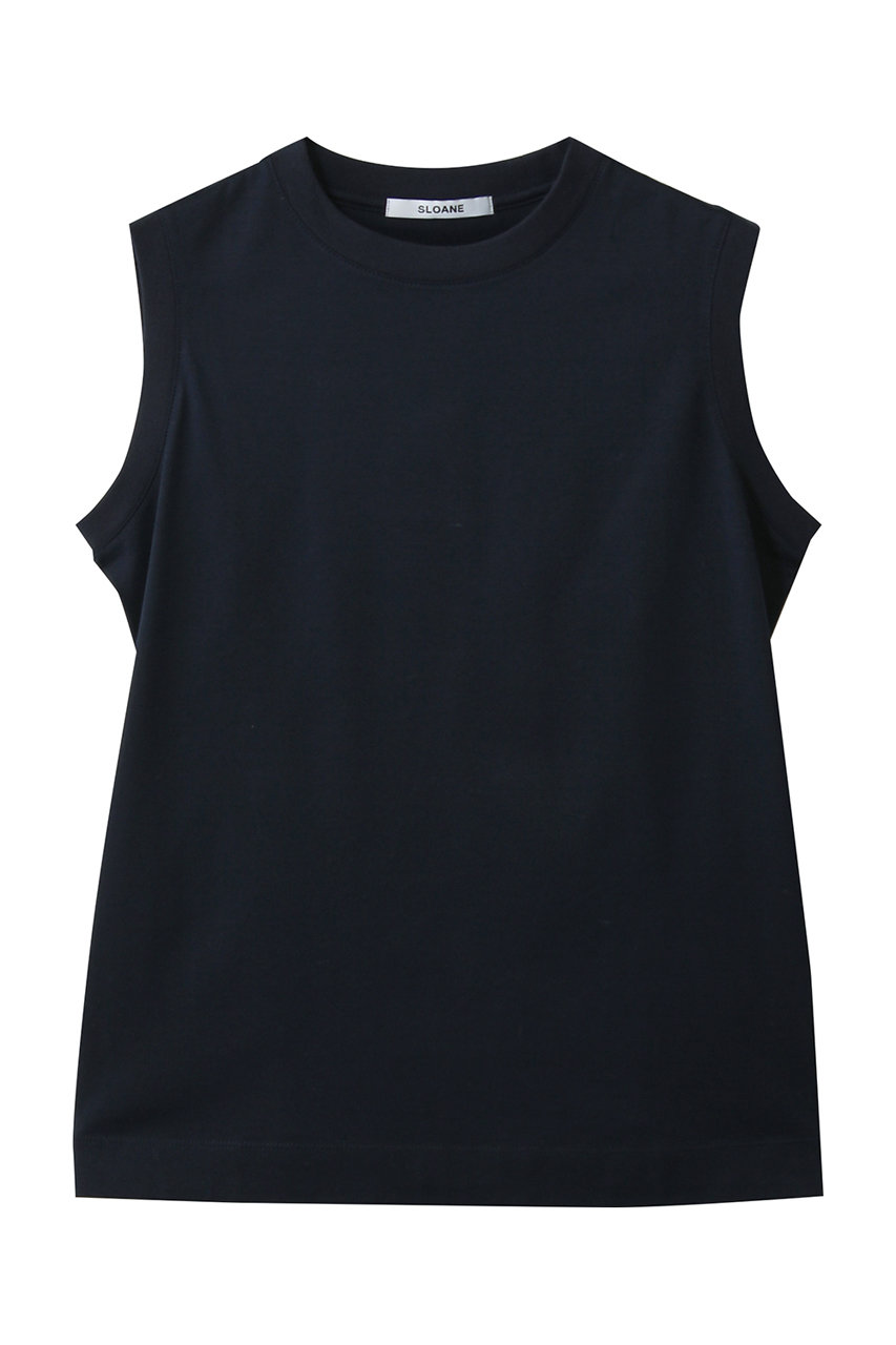 スローン/SLOANEの60/2コットン天竺 UV ノースリーブ(ネイビー/SL4S-T164)