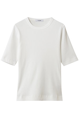 スローン/SLOANEのコンパクトストレッチリブ 5分袖クルーネック(110100/110102)