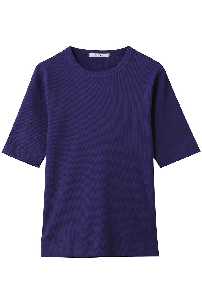 スローン/SLOANEのコンパクトストレッチリブ 5分袖クルーネック(パープル/SL10S-T1157)