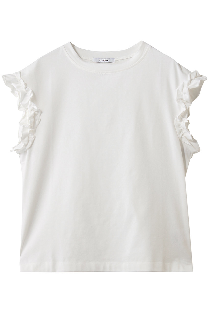 スローン/SLOANEのコットン フリルフレンチスリーブ(ホワイト/SL10S-T1108)