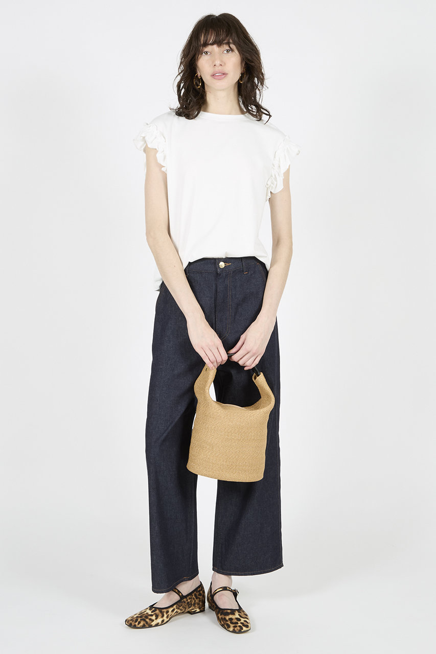 新品・未使用【SLOANE 】ウールxコットン フリンジフレンチスリーブ　2 SLOANE(スローン)｜コットン フリルフレンチスリーブ/ホワイト の通販