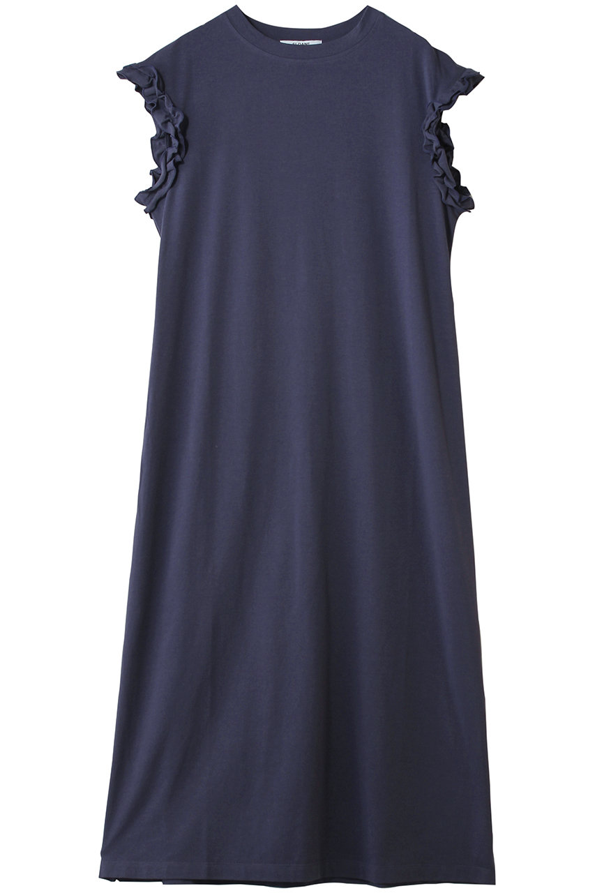 スローン/SLOANEのコットン フリルフレンチスリーブワンピース(ネイビー/SL10S-T1109)