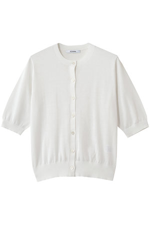 スローン/SLOANEの16G天竺 リサイクルポリエステル×コットン 6分袖 クルーネックカーディガン