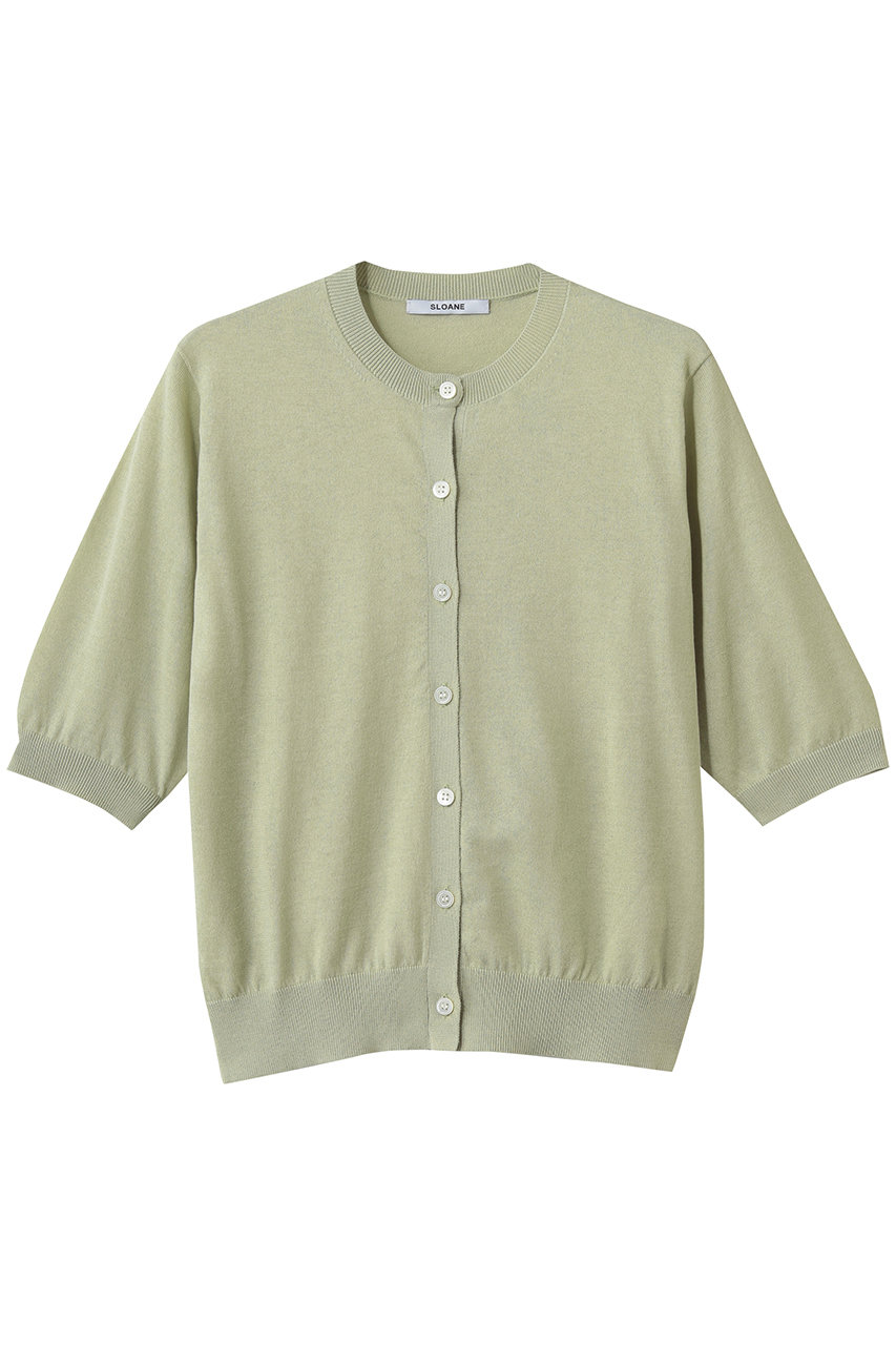 16G天竺 リサイクルポリエステル×コットン 6分袖 クルーネックカーディガン