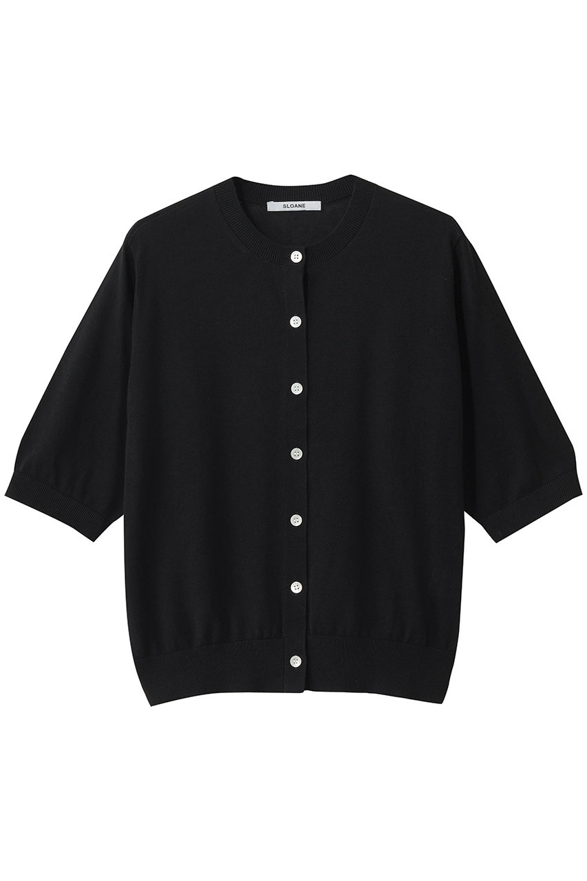 16G天竺 リサイクルポリエステル×コットン 6分袖 クルーネックカーディガン