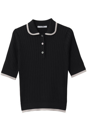 スローン/SLOANEの12Gワイドリブ コットン×ポリエステル バイカラー5分袖丸襟ポロ(110400/110404)