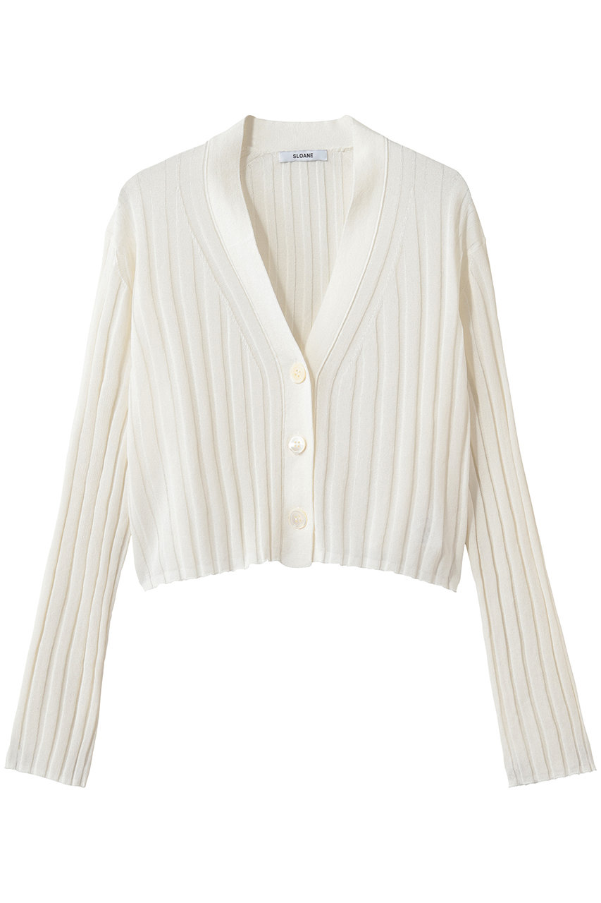 14Gワイドリブ 和紙×ポリエステル ショート丈Vネックカーディガン