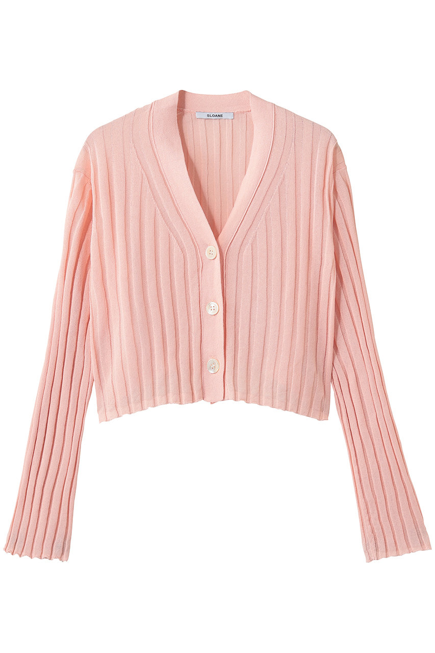 14Gワイドリブ 和紙×ポリエステル ショート丈Vネックカーディガン