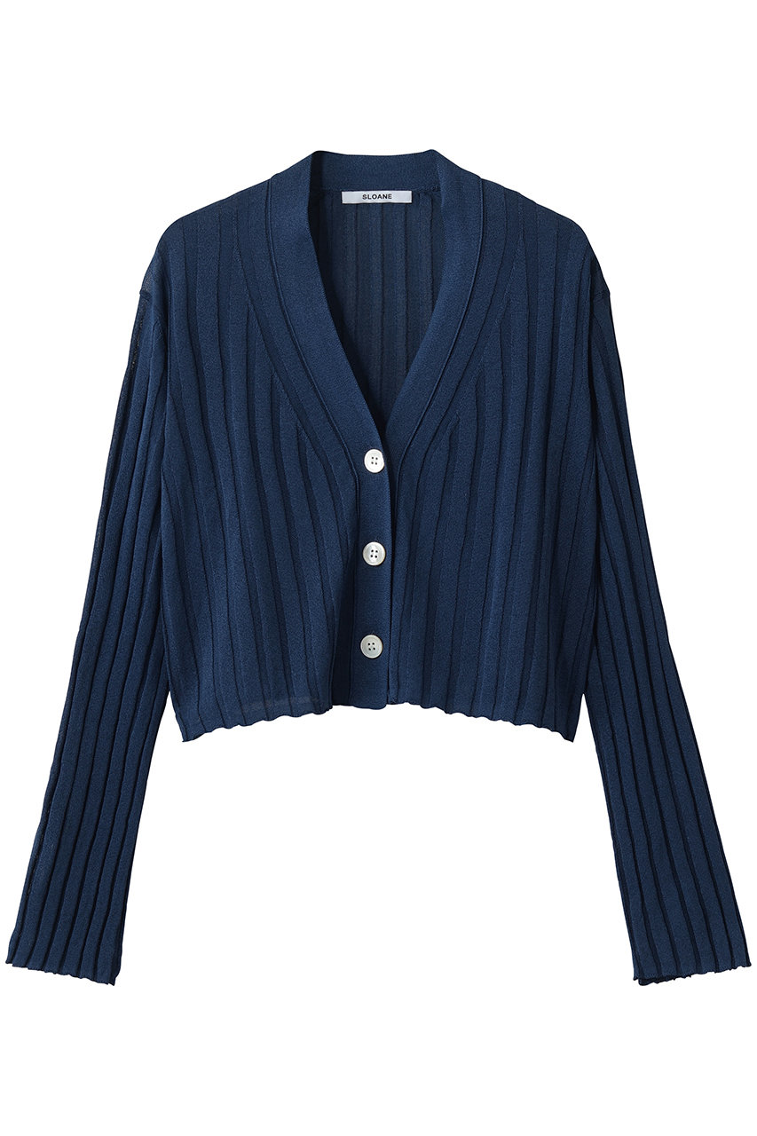 14Gワイドリブ 和紙×ポリエステル ショート丈Vネックカーディガン