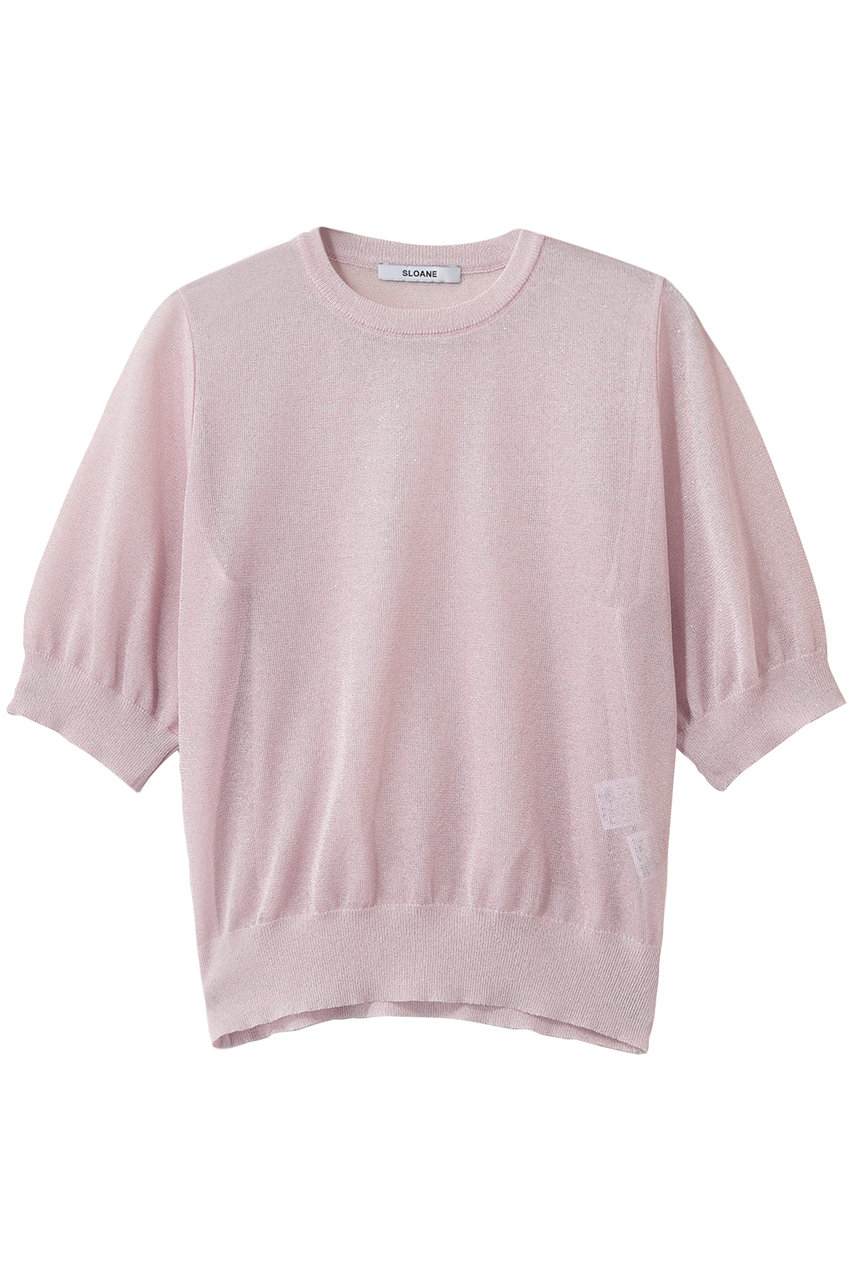 スローン/SLOANEの12G二重臼天竺 ラメシアー半袖クルーネック(ピンク/SL10S-1123)