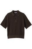 12G透かし編み コットン×ポリエステル×リネン 半袖ポロ