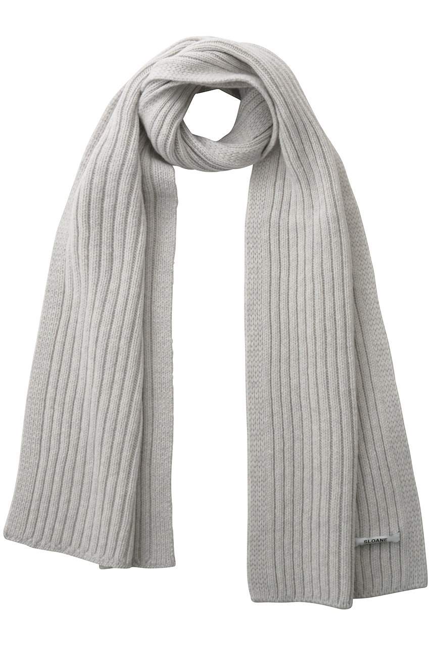 SLOANE 【UNISEX】5Gリブ ジーロンラム×カシミヤ ストール (ライトグレー, F) スローン ELLE SHOP