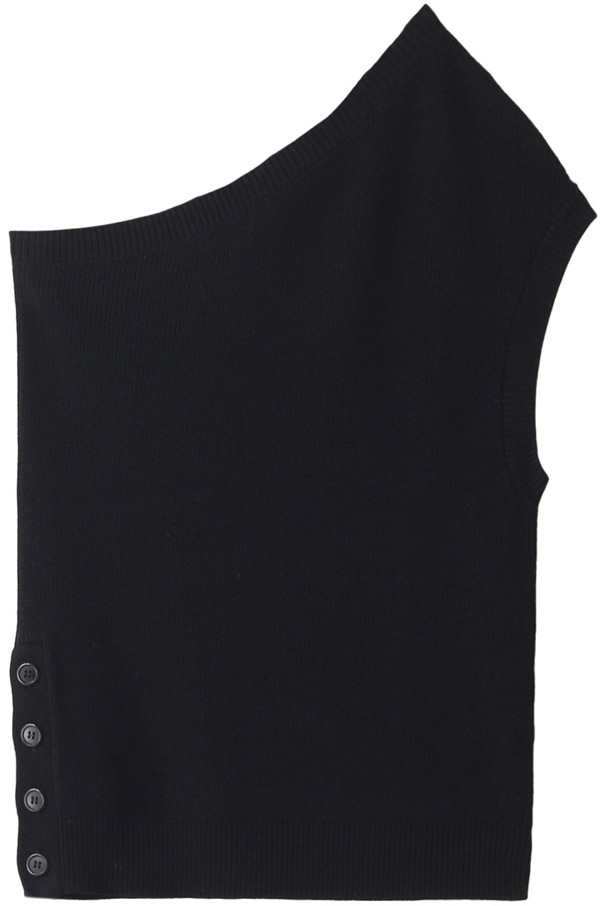 ミディウミソリッド/MIDIUMISOLIDのone shoulder half cardigan tops(ブラック/3-122835)
