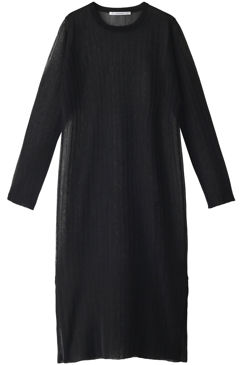 ＜ELLE SHOP＞ MIDIUMISOLID sheer knitted long OP/ワンピース (ブラック F) ミディウミソリッド ELLE SHOP