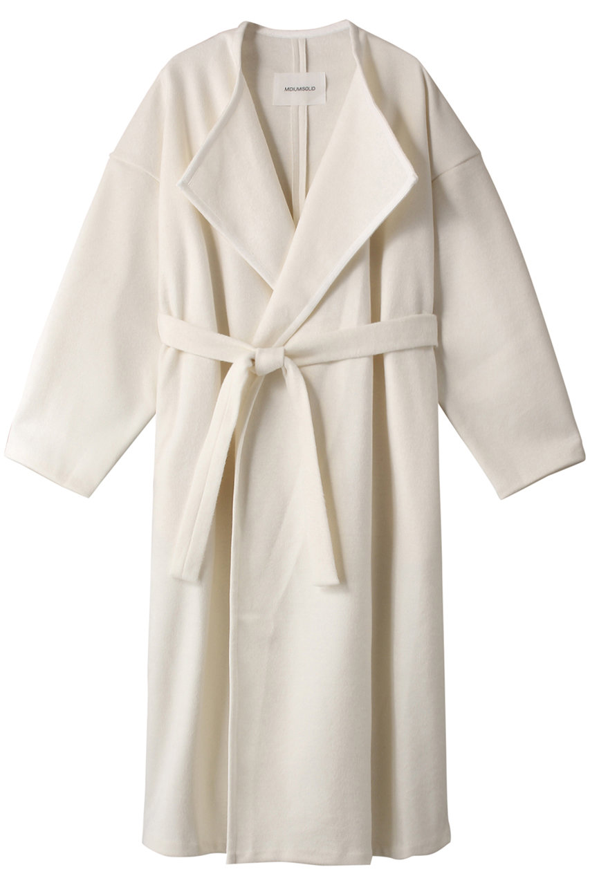 MIDIUMISOLID ベルト付きlong drape コート (オフホワイト, 38) ミディウミソリッド ELLE SHOP