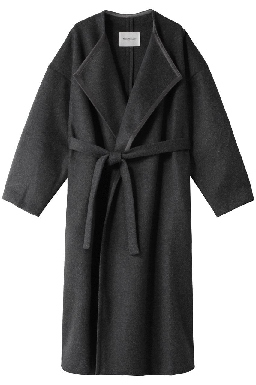MIDIUMISOLID ベルト付きlong drape コート (チャコールグレー, 38) ミディウミソリッド ELLE SHOP