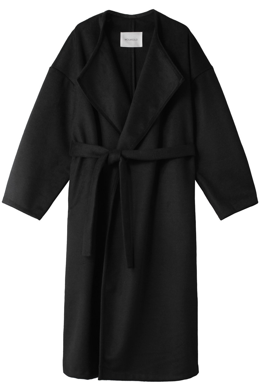 MIDIUMISOLID ベルト付きlong drape コート (ブラック, 38) ミディウミソリッド ELLE SHOP
