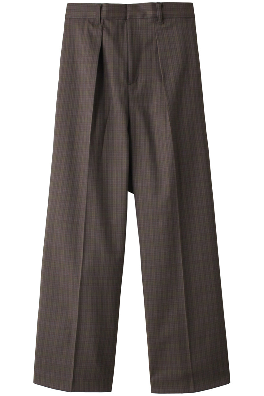 ミディウミソリッド/MIDIUMISOLIDのセンタープレスストレートパンツ（チェック）(ブラウン/1-165063A)