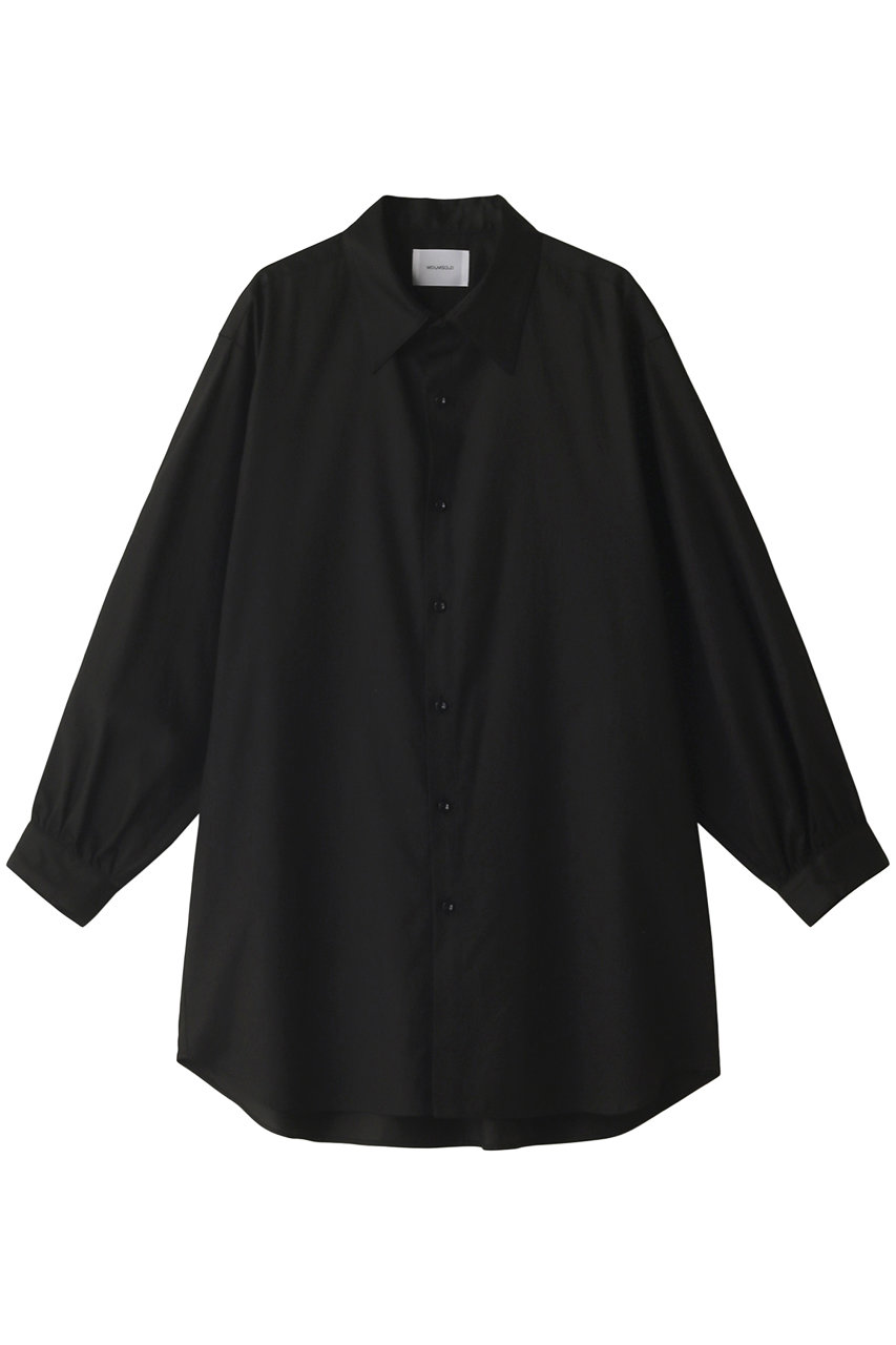 ＜ELLE SHOP＞ MIDIUMISOLID big A/H long shirt シャツ (ブラック F) ミディウミソリッド ELLE SHOP