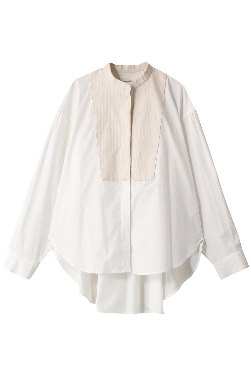 MIDIUMISOLID wide shirt with corduroy シャツ (off white, F) ミディウミソリッド ELLE SHOP