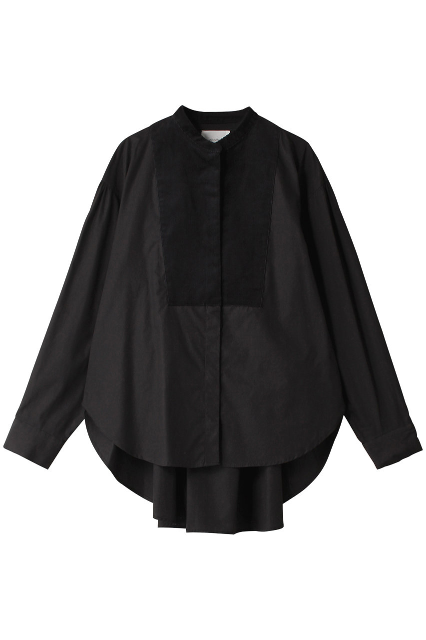 MIDIUMISOLID wide shirt with corduroy シャツ (black, F) ミディウミソリッド ELLE SHOP MIDIUMISOLID wide shirt with corduroy シャツ (black, F) ミディウミソリッド ELLE SHOP