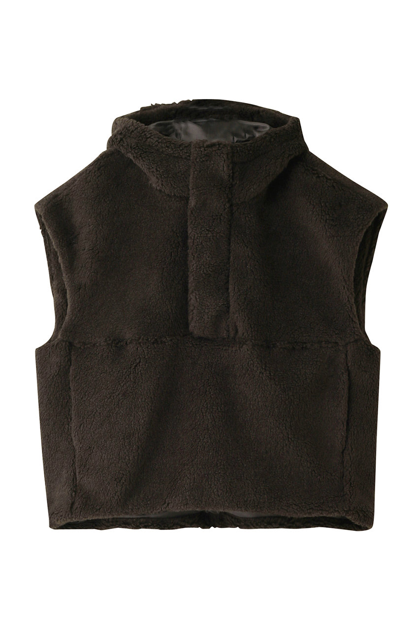 MIDIUMISOLID boa vest ベスト (brown, F) ミディウミソリッド ELLE SHOP
