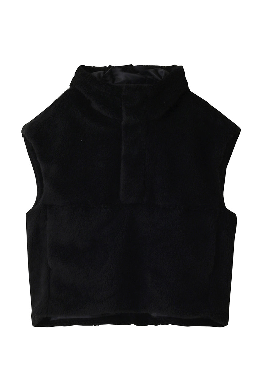 MIDIUMISOLID boa vest ベスト (black, F) ミディウミソリッド ELLE SHOP
