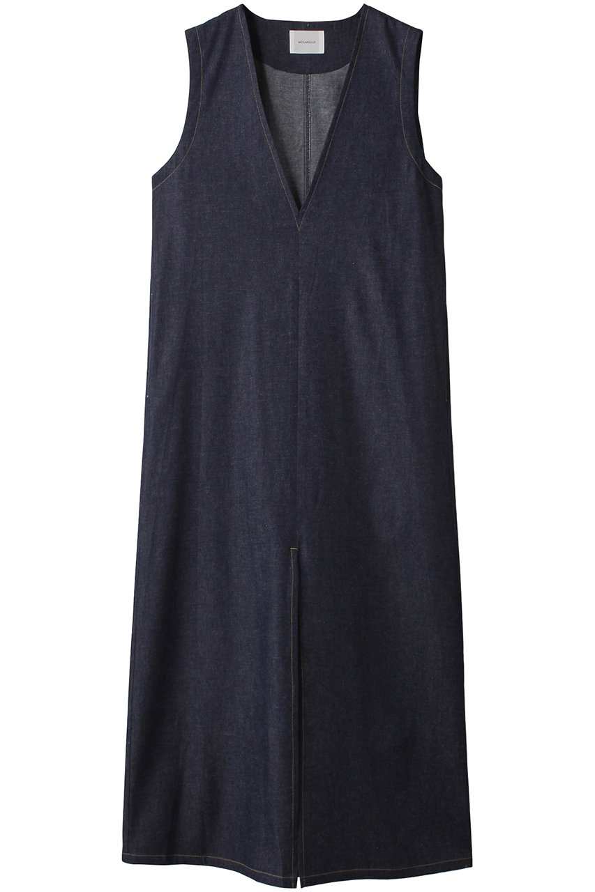 MIDIUMISOLID denim front slit OP ワンピース (navy, F) ミディウミソリッド ELLE SHOP MIDIUMISOLID denim front slit OP ワンピース (navy, F) ミディウミソリッド ELLE SHOP