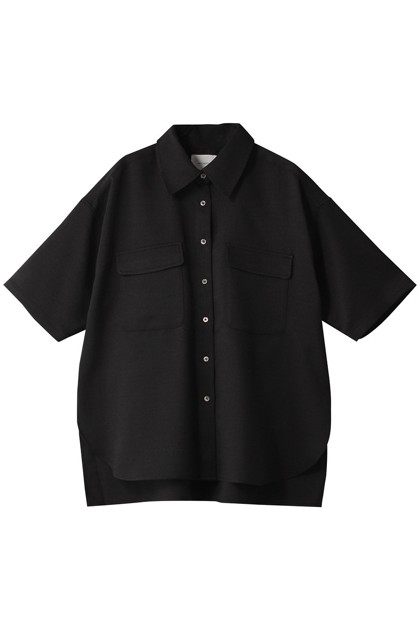 MIDIUMISOLID linen like relax shirt シャツ (black, F) ミディウミソリッド ELLE SHOP MIDIUMISOLID linen like relax shirt シャツ (black, F) ミディウミソリッド ELLE SHOP