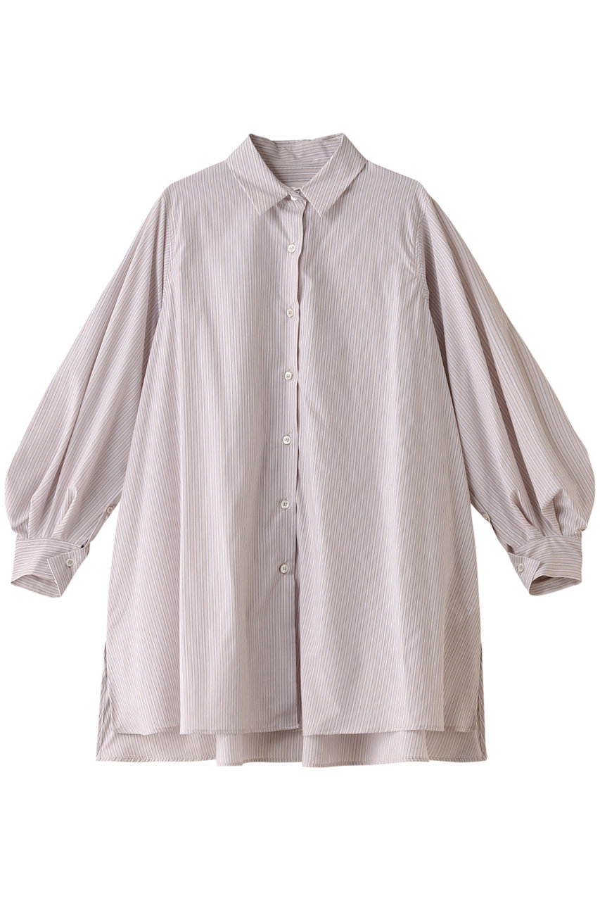 MIDIUMISOLID slit slv tunic shirt/stripe シャツ (gray, F) ミディウミソリッド ELLE SHOP