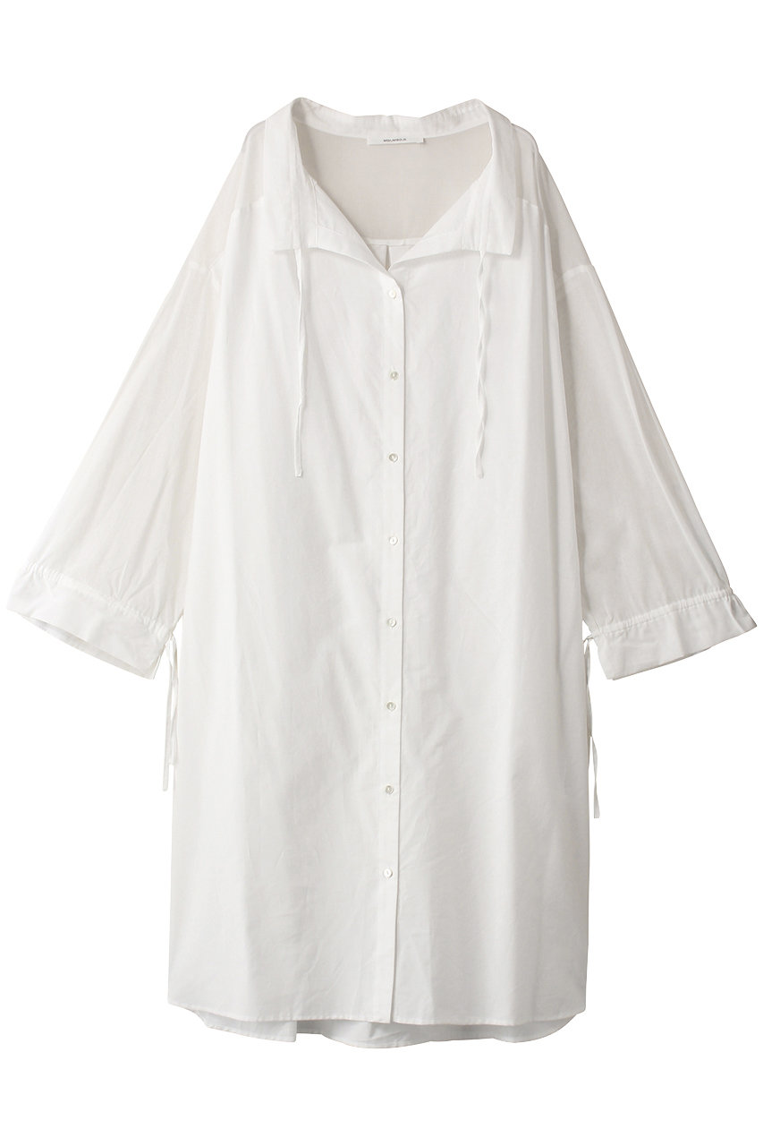 MIDIUMISOLID sheer switching shirt OP ワンピース (off white, F) ミディウミソリッド ELLE SHOP