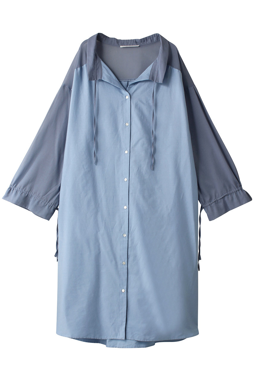 MIDIUMISOLID sheer switching shirt OP ワンピース (l.blue, F) ミディウミソリッド ELLE SHOP