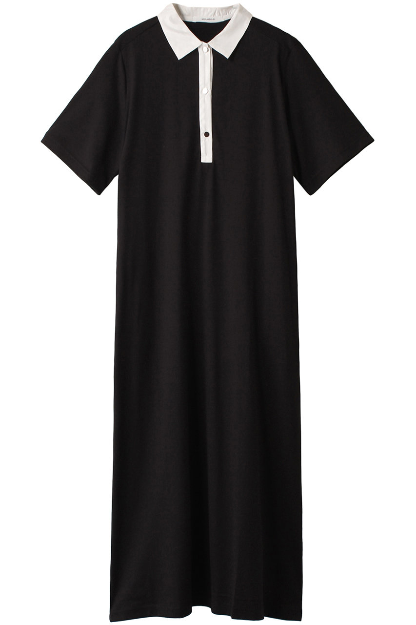 MIDIUMISOLID woven switching polo OP ワンピース (black, F) ミディウミソリッド ELLE SHOP MIDIUMISOLID woven switching polo OP ワンピース (black, F) ミディウミソリッド ELLE SHOP
