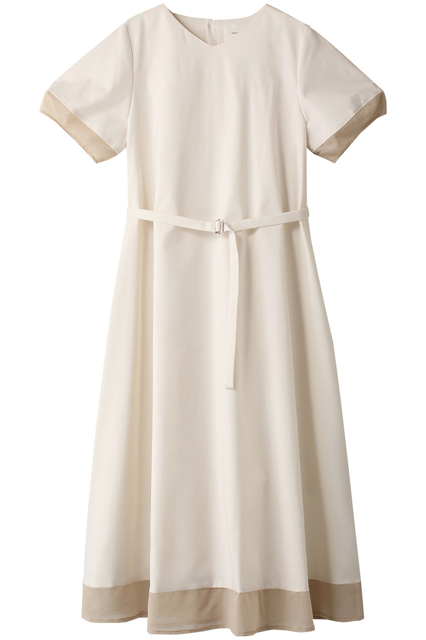 MIDIUMISOLID sheer combi OP with belt ワンピース (ivory, F) ミディウミソリッド ELLE SHOP MIDIUMISOLID sheer combi OP with belt ワンピース (ivory, F) ミディウミソリッド ELLE SHOP