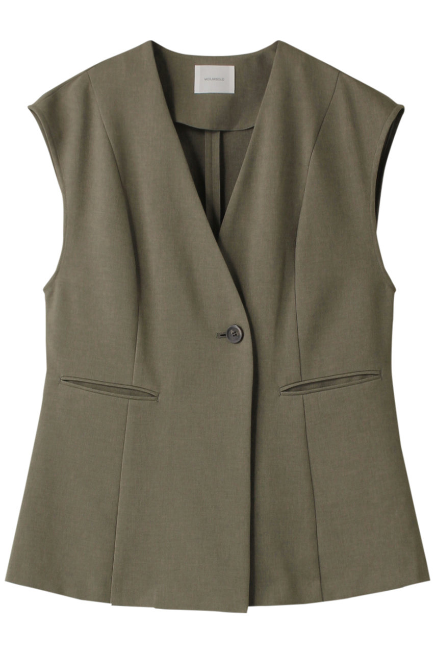 ミディウミソリッド/MIDIUMISOLIDのno collar vest ベスト(khaki/3-132175)