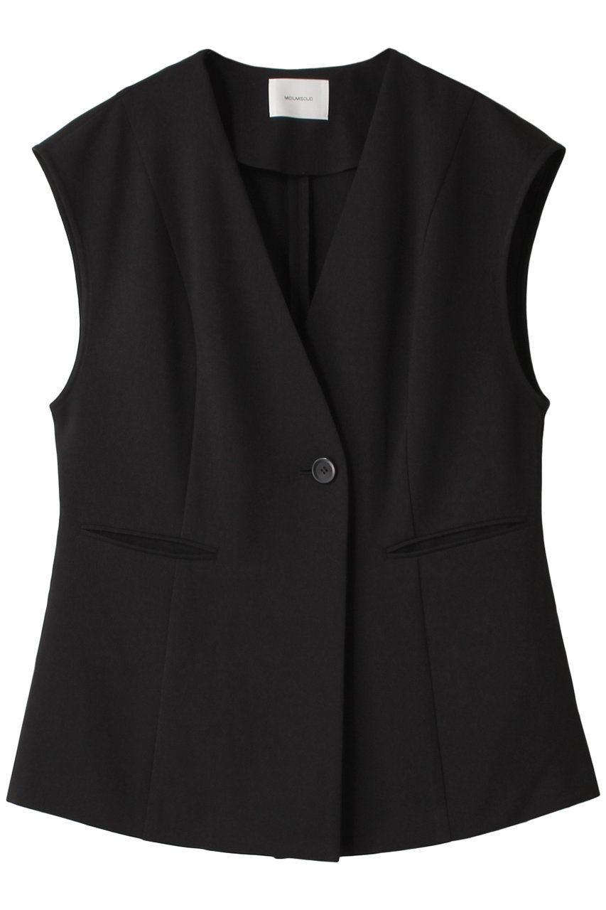 ミディウミソリッド/MIDIUMISOLIDのno collar vest ベスト(black/3-132175)