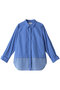 sheer switching w cuffs shirt シャツ ミディウミソリッド/MIDIUMISOLID blue