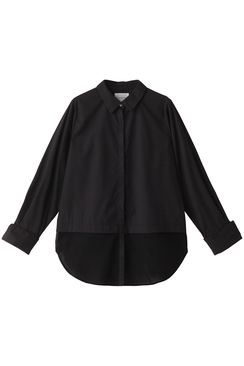 ミディウミソリッド/MIDIUMISOLIDのsheer switching w cuffs shirt シャツ(black/3-132177)